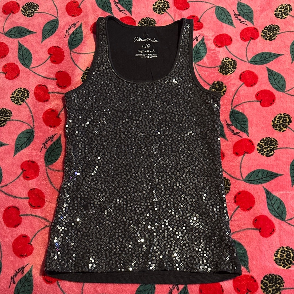 Aeropostale Black Sequin Tank Top
